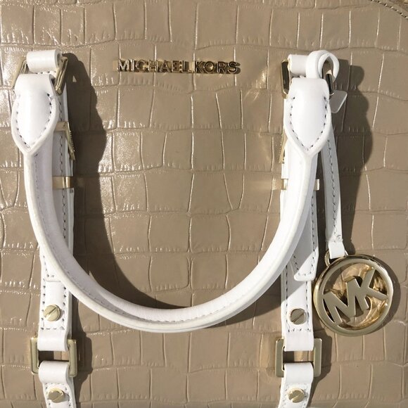 Michael Kors Bedford Legacy Medium Dome Satchel Purse Truffle MLT CLR MSRP $328 - Picture 12 of 16